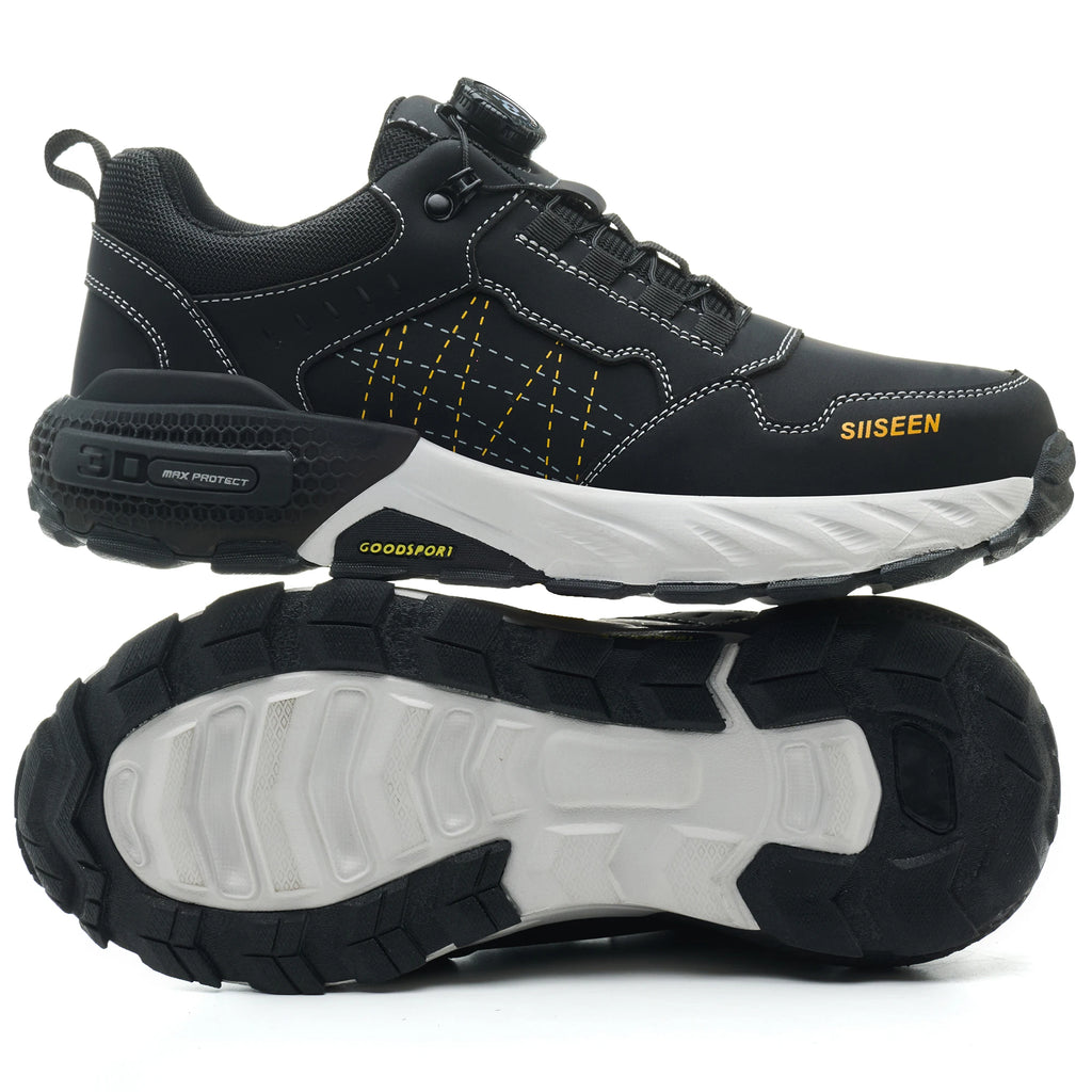Men's Steel Toe Safety Shoes Anti-Puncture Anti-Slip Wear-Resistant Industrial Work Footwear Fashionable Men's Foot Protection