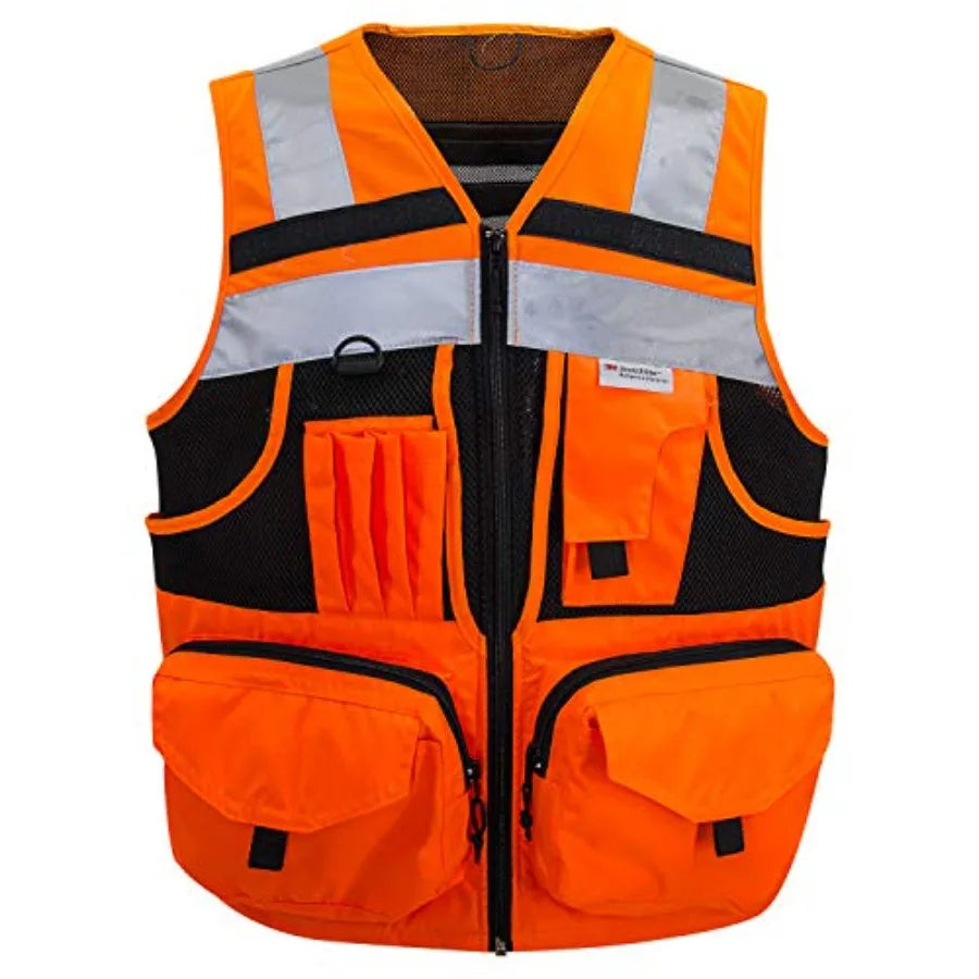 SUXIBIP 10 Pockets Safety Vest for Men and Women High Visibility vest with 3M Reflective Strips Oxford Fabric