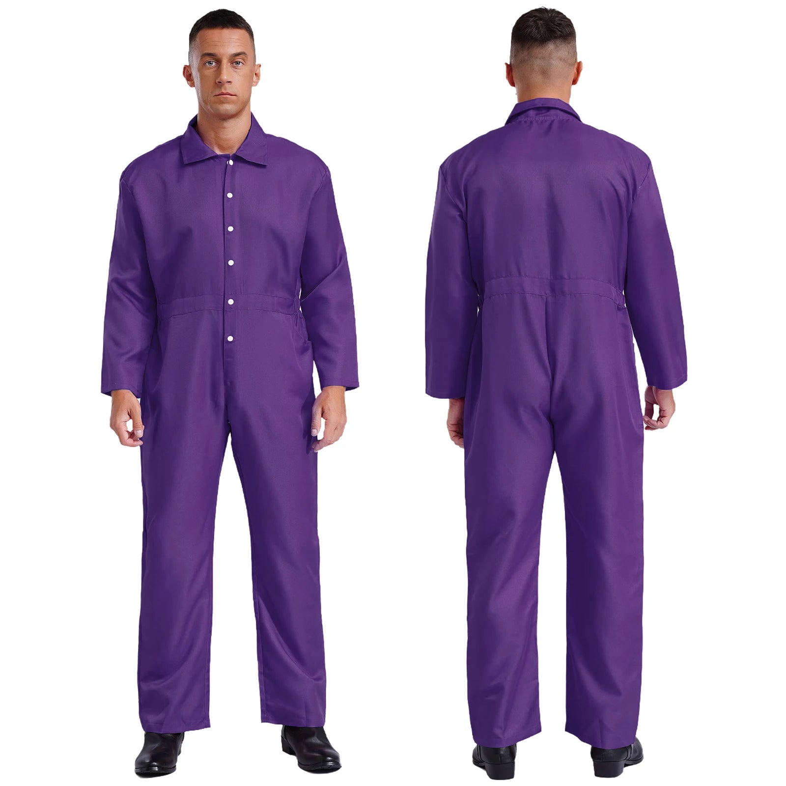 Mens Wear Button-up Work Coveralls Jumpsuit Resistant Overalls Costume Turn-down Collar Bodysuit Long Sleeve Workshops Uniforms