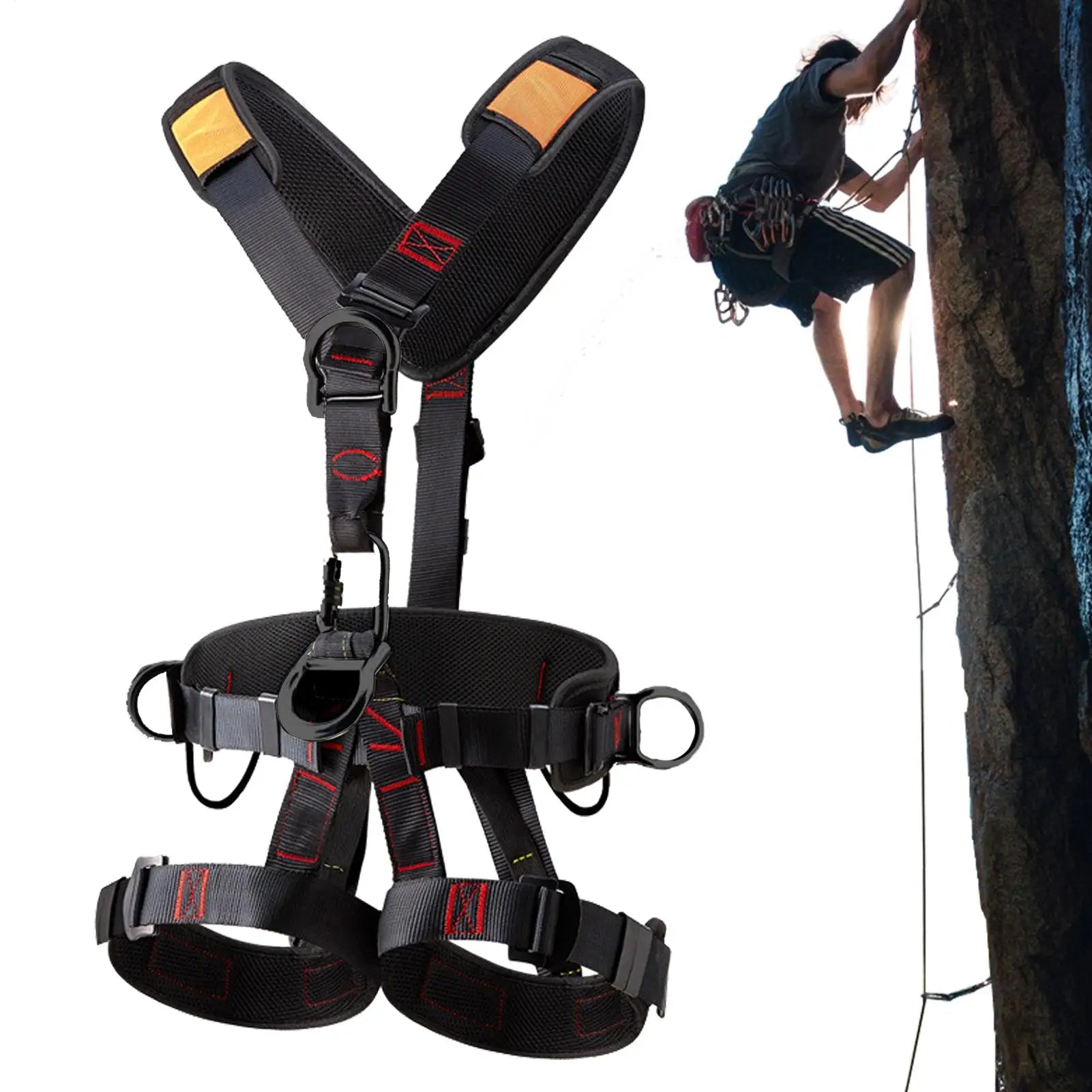 Climbing Harness Adjustable Fall Protection Harness Detachable Fall Harness For Men Tree Climbing Gear Safety Hunting