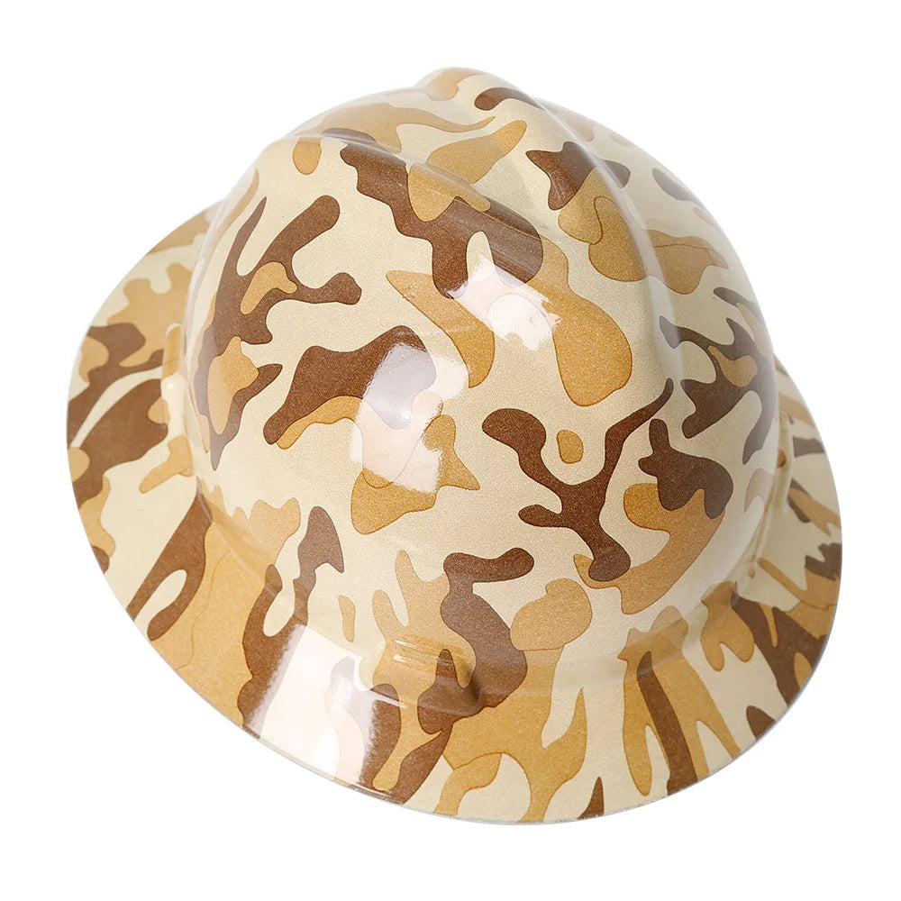 Camouflage Safety Helmet Full Brim Protective Hard Hat Outdoor Construction Sun Shade Hat High Strength Railway Metallurgy Mine