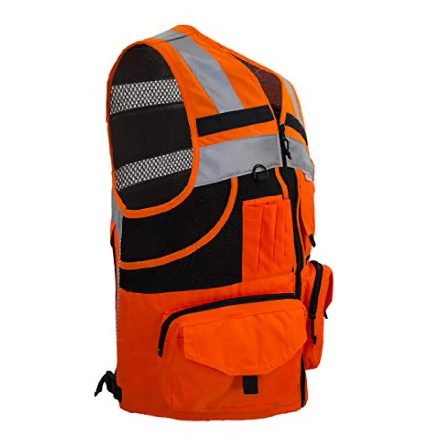 SUXIBIP 10 Pockets Safety Vest for Men and Women High Visibility vest with 3M Reflective Strips Oxford Fabric
