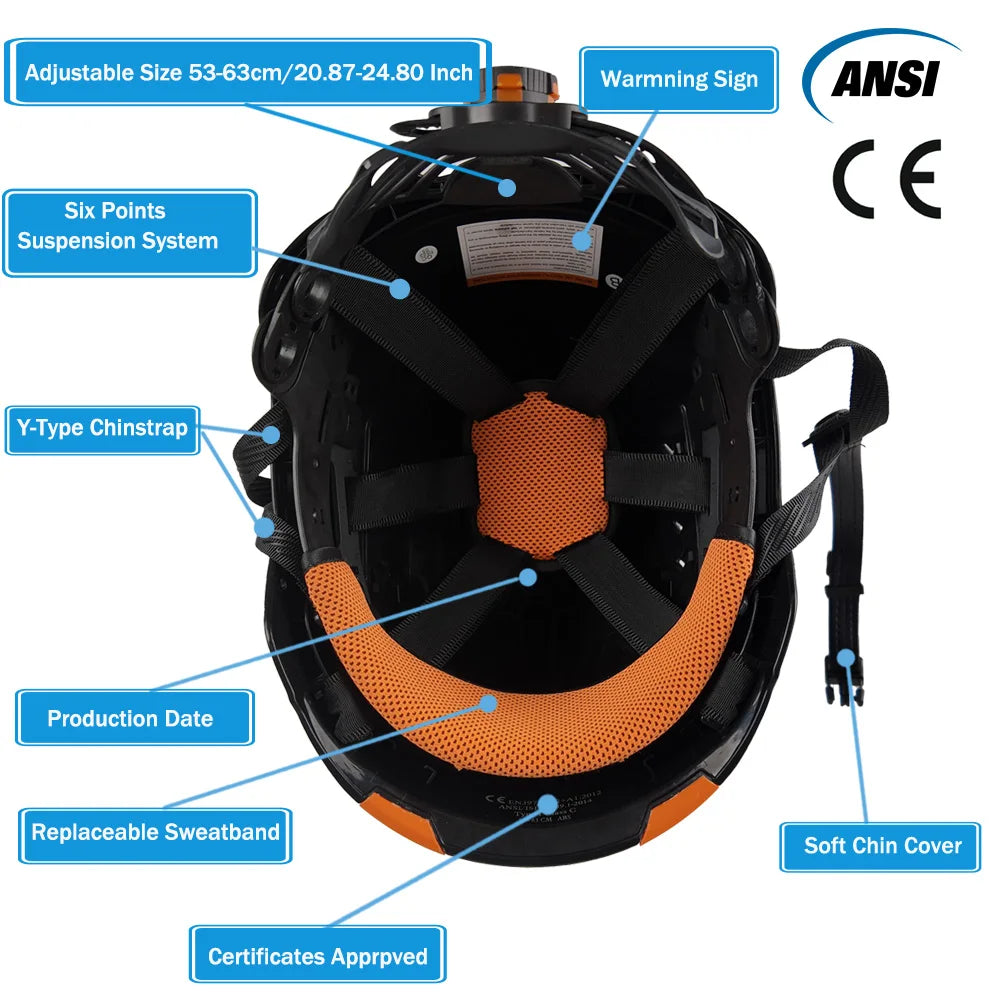 CE Construction Safety Helmet Reflective Stickers Breathable ABS Hard Hat for Engineer Industrial Work Cap Protective Guard ANSI