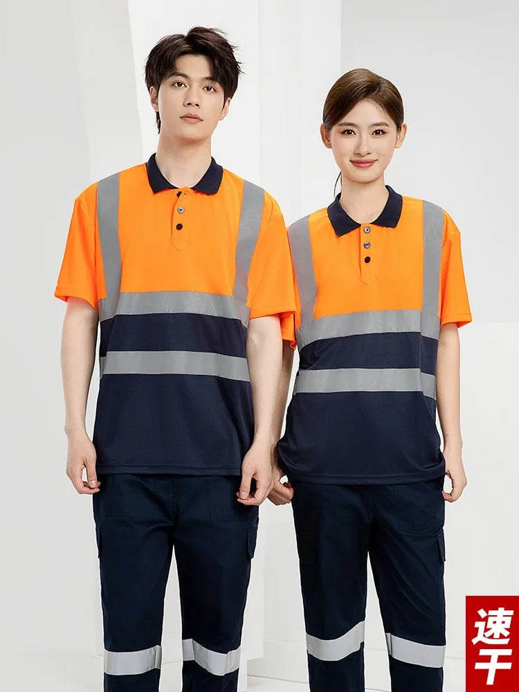 Hi Vis safety work clothes polo shirt safety Cargo pants work trousers Mechanic's repairman Working Shirt with trousers Coverall