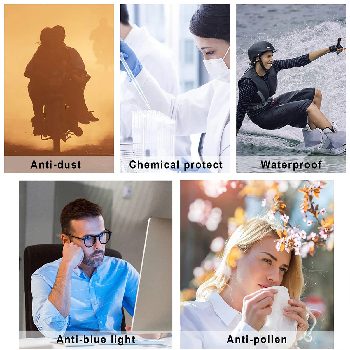 Stylish Safety Glasses Goggles, ANSI Z87+ Anti Fog Safety Goggles Blue Light Blocking Protective Eyewear for Nurses HM9