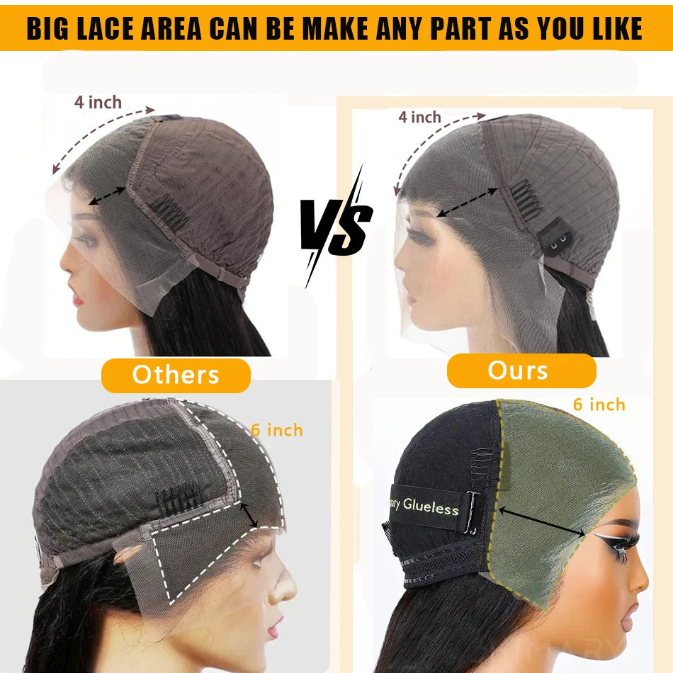 13x6 Lace Front Wigs Human Hair 200 Density Straight HD Lace Front Wigs Pre Plucked Straight Glueless Human Hair