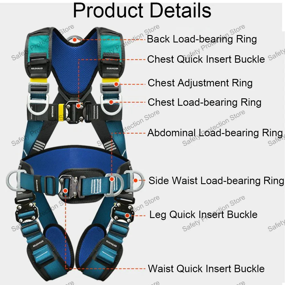 High Altitude Work Safety Harness Full Body Five-point Safety Belt Rock Climbing Construction Belt Body Protection Equipment