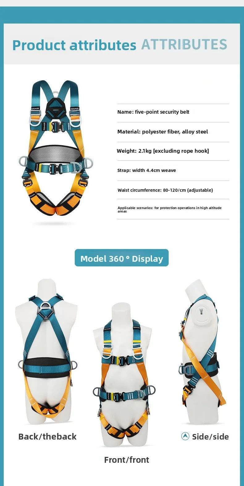 Safety Harness for Work in Height with Safety Rope Belt Carabiner Outdoor Climbing Industrial Full Body Security Protection