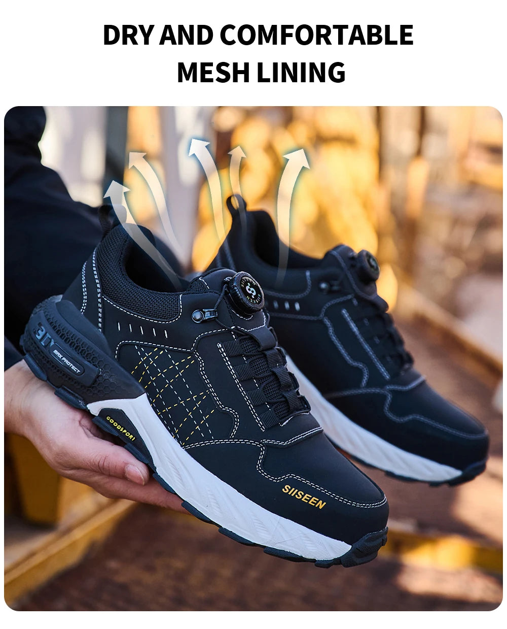 Men's Steel Toe Safety Shoes Anti-Puncture Anti-Slip Wear-Resistant Industrial Work Footwear Fashionable Men's Foot Protection