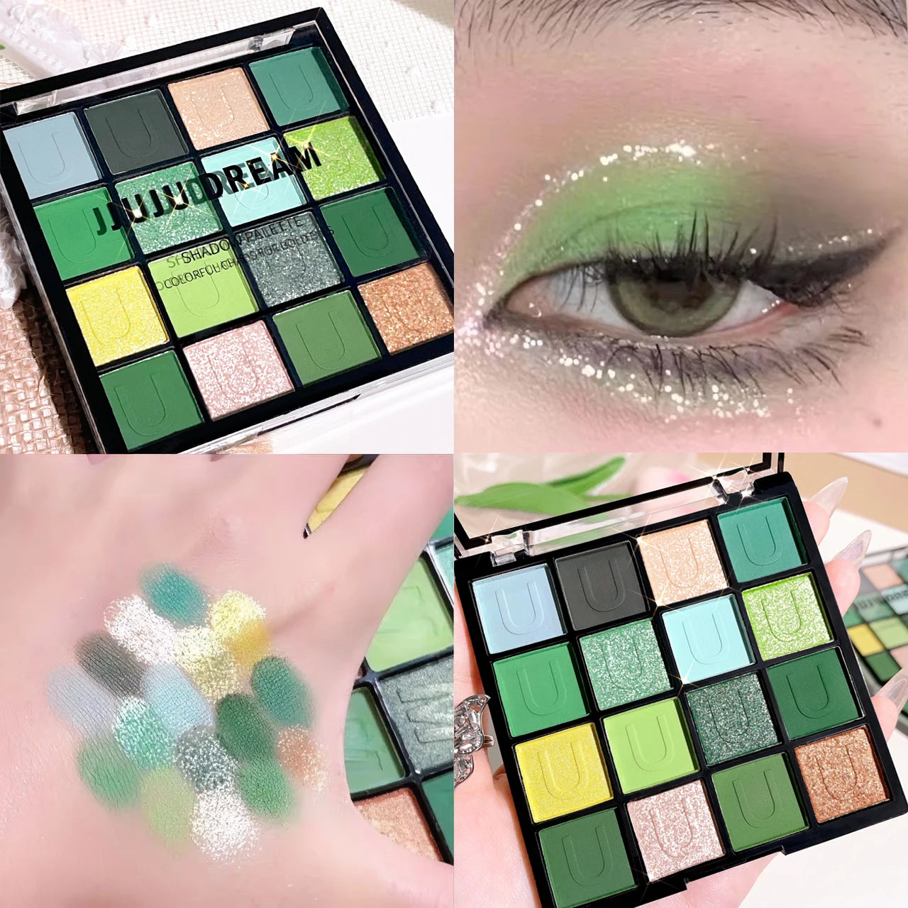 16 grid red eyeshadow tray Purple, glitter pearl matte eyeshadow, Shimmer makeup lasting women, Korean eye cosmetics