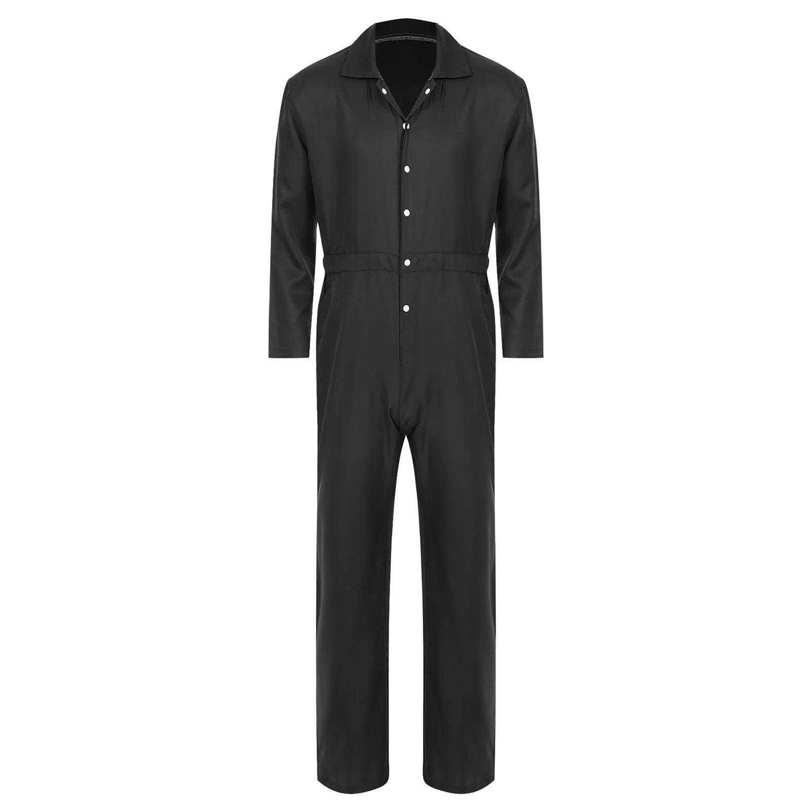 Mens Wear Button-up Work Coveralls Jumpsuit Resistant Overalls Costume Turn-down Collar Bodysuit Long Sleeve Workshops Uniforms