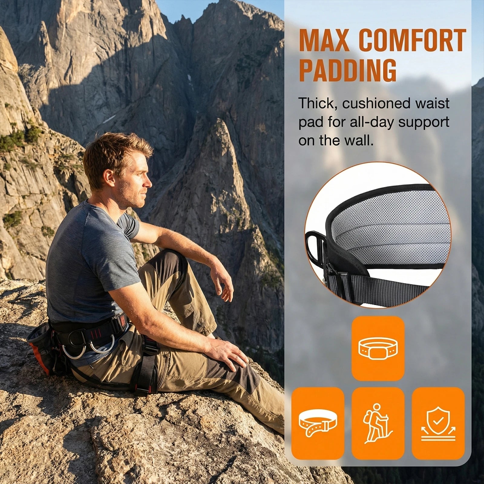 Adjustable Climbing Harness for Women and Men Protect Waist Safety Harness for Roofing Fire Rescuing Rock Climbing Tree Climb