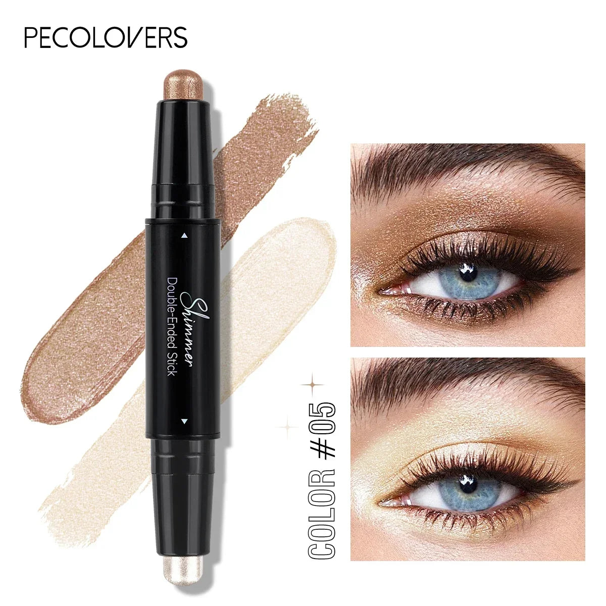 1PC Shimmer Double Head Eyeshadow Stick, Colorful, Waterproof, Easy Blend, for Stage Makeup and Music Festivals