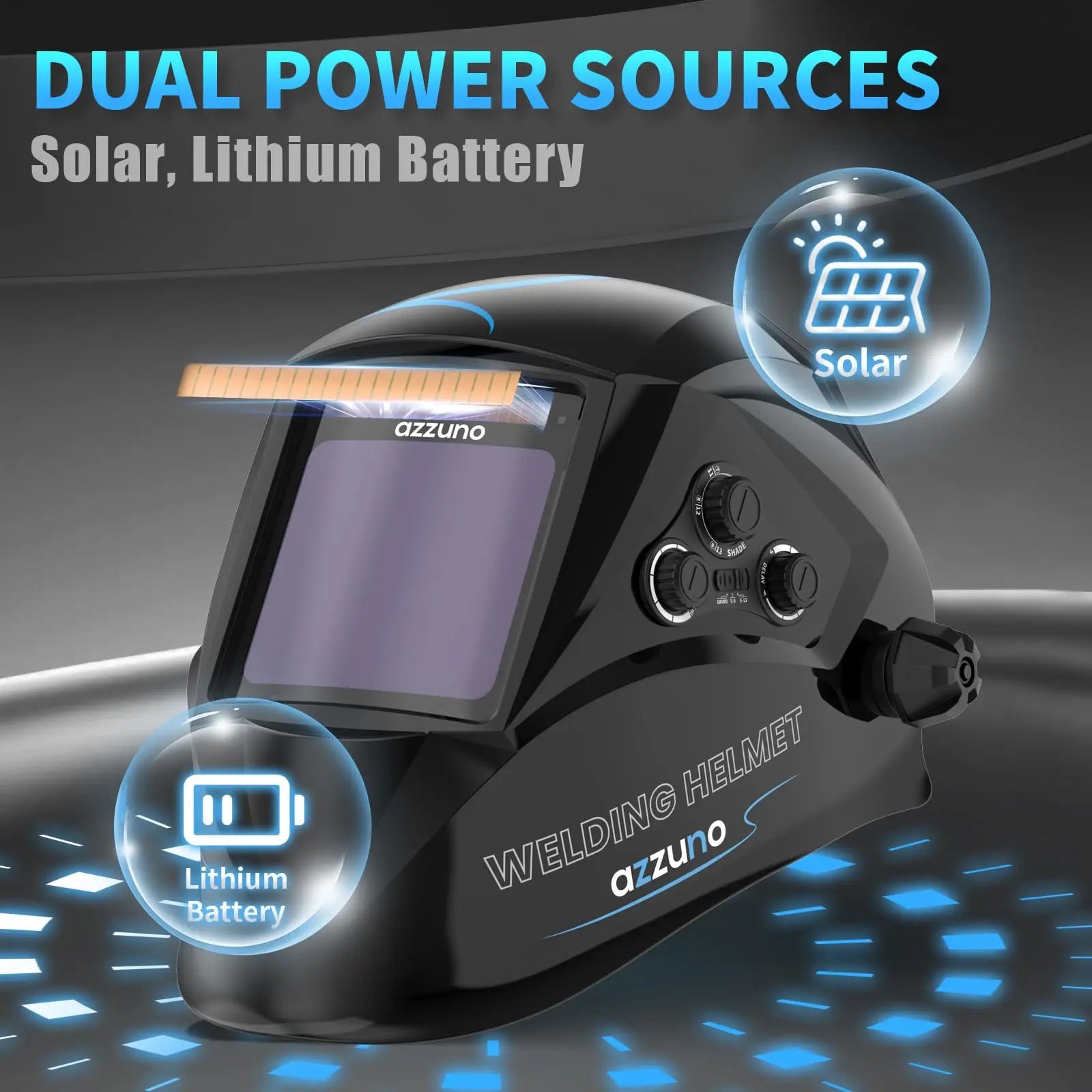 AZZUNO Welding Helmet Mask Ture Color Auto Fast Darkening Welding Helmet Super Large View 3.94‘’×3.82‘’ MIG TIG ARC CUT Welder