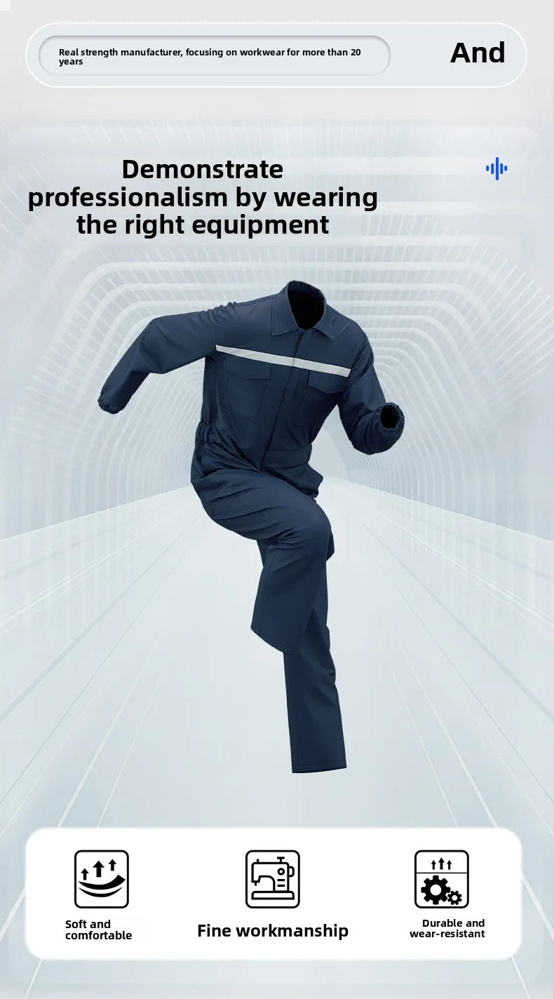 Men's reflective overalls, wear-resistant and dirt-resistant, shipyard workshop construction safety and labor protection overall