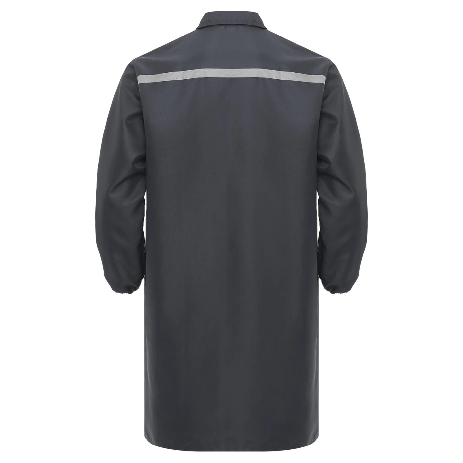 Mens Womens Factory Workshop Uniform Long Sleeve Pockets Button-up Coverall Reflective Strips Long Workwear Wear-resistant Coat
