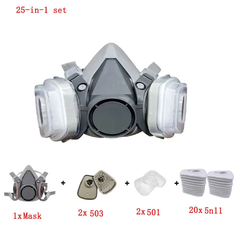 6200 Dust Mask Half Face With 503 5N11 Particle Filters Goggles Set For Industrial Labor Dust Paint Spray Decoration Grinding ﻿