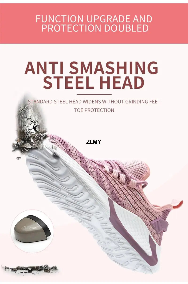 Women Safety Shoes New Steel Toe Work Safety Boots Breathable Working Sneaker Lightweight Sport Work Shoes Woman Boot Industrial