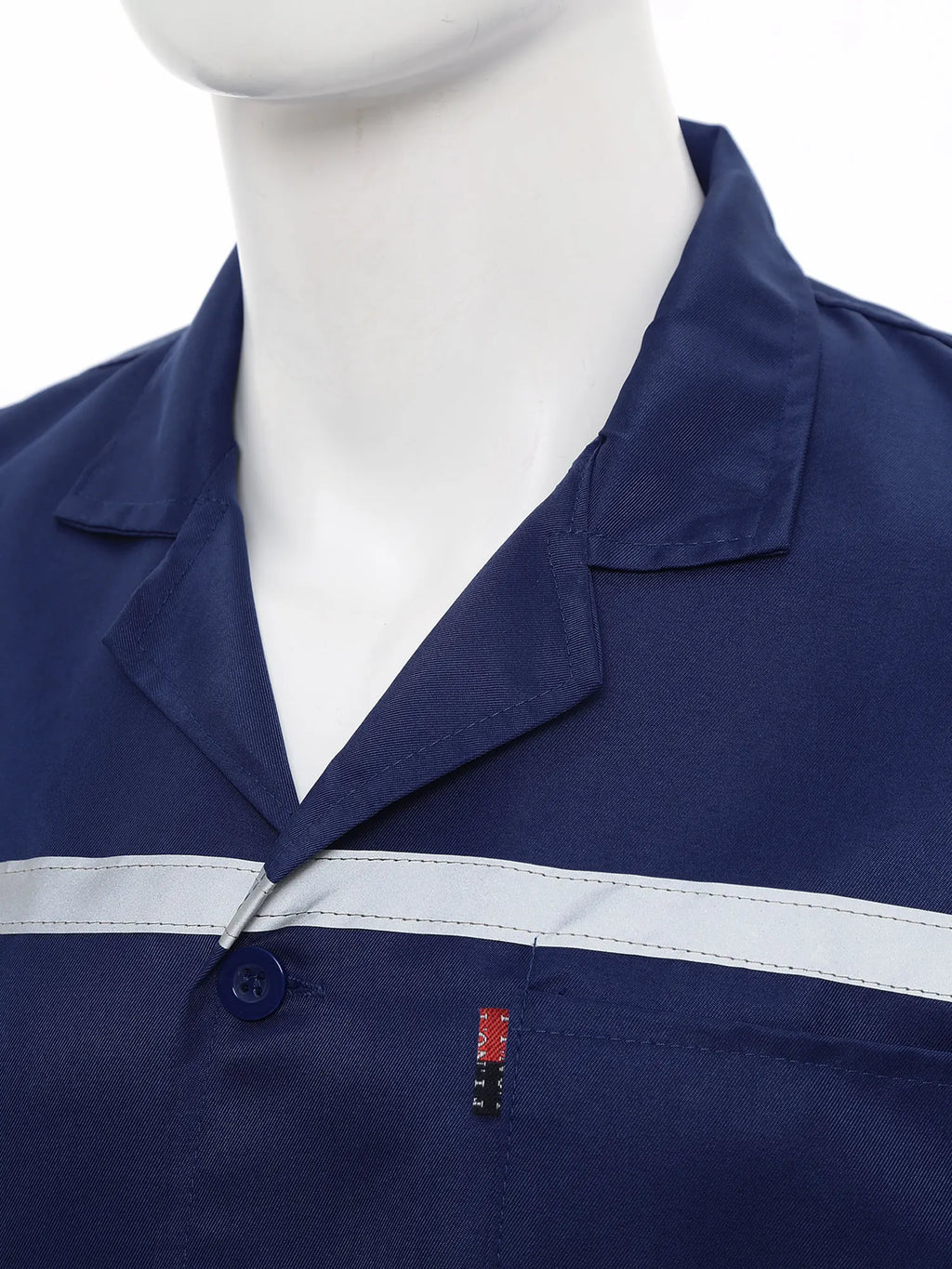 Mens Womens Factory Workshop Uniform Long Sleeve Pockets Button-up Coverall Reflective Strips Long Workwear Wear-resistant Coat