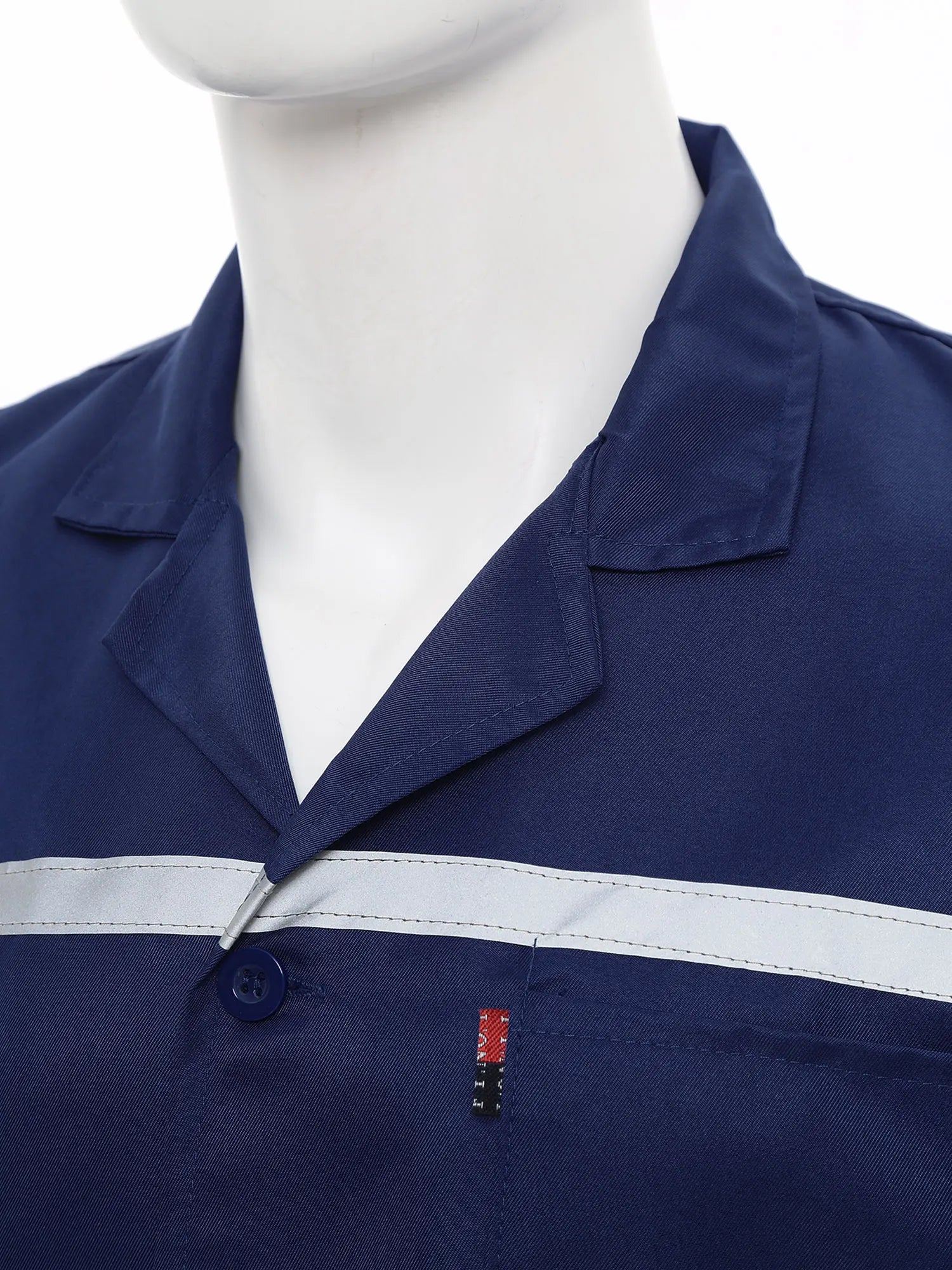 Mens Womens Factory Workshop Uniform Long Sleeve Pockets Button-up Coverall Reflective Strips Long Workwear Wear-resistant Coat