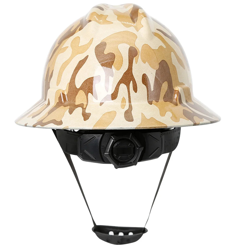 Camouflage Safety Helmet Full Brim Protective Hard Hat Outdoor Construction Sun Shade Hat High Strength Railway Metallurgy Mine