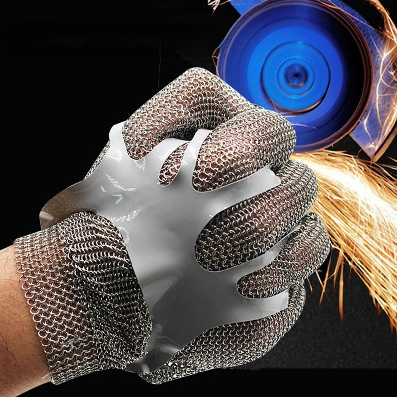 Steel Ring Gloves 316 Stainless Steel Anti Electric Saw Slaughter Machinery Anti Cutting Steel Wire Labor Protection Gloves New