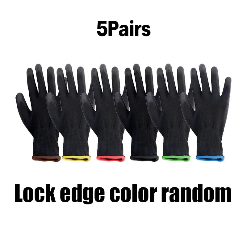 Black PU Coated Work Gloves Breathable Non Slip for Factory Machinery Gardening Woodworking Outdoor Work Repair Supplies 2041
