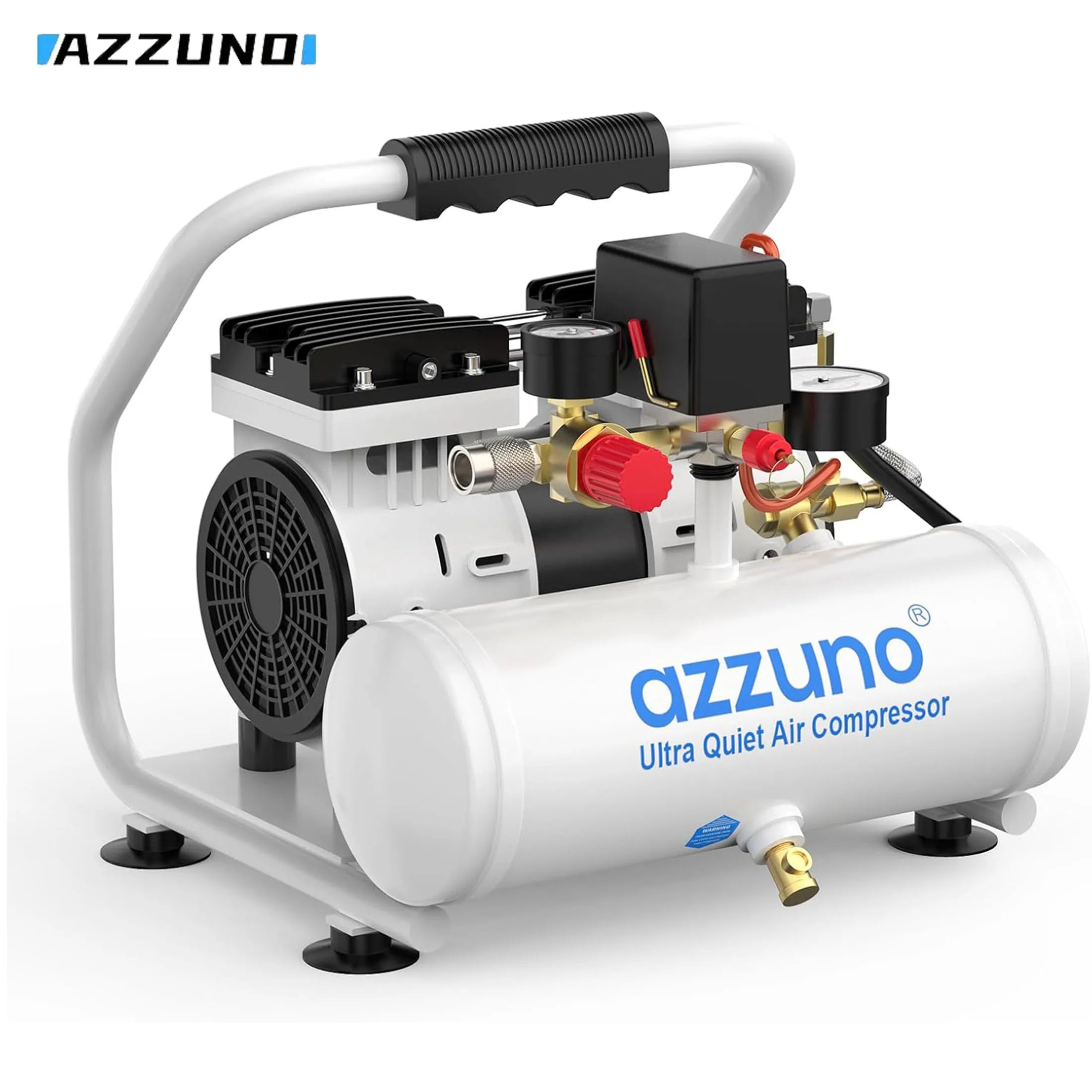 AZZUNO 500W Air Compressor Quiet Oil-free Portable Air Pump for Home Repair Tire Inflation Whisper Compressor