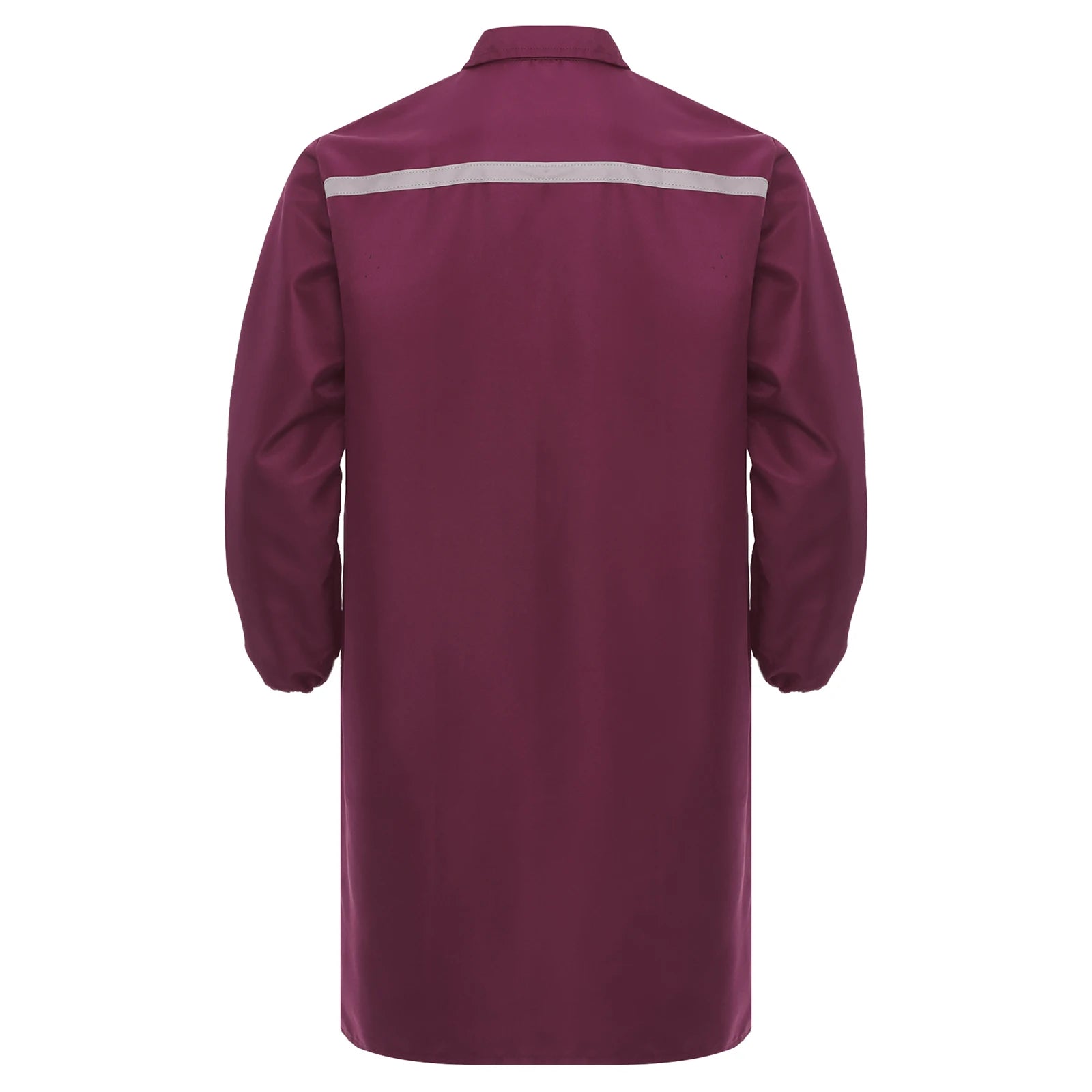 Mens Womens Factory Workshop Uniform Long Sleeve Pockets Button-up Coverall Reflective Strips Long Workwear Wear-resistant Coat