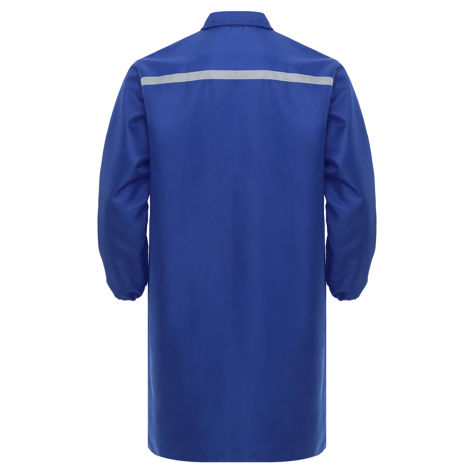 Mens Womens Factory Workshop Uniform Long Sleeve Pockets Button-up Coverall Reflective Strips Long Workwear Wear-resistant Coat
