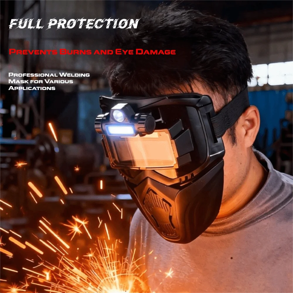 Auto Darkening Auto Darkening Welding Helmet Integrated Type Equipped with Headlights Welding Mask Adjustable Band Split Type