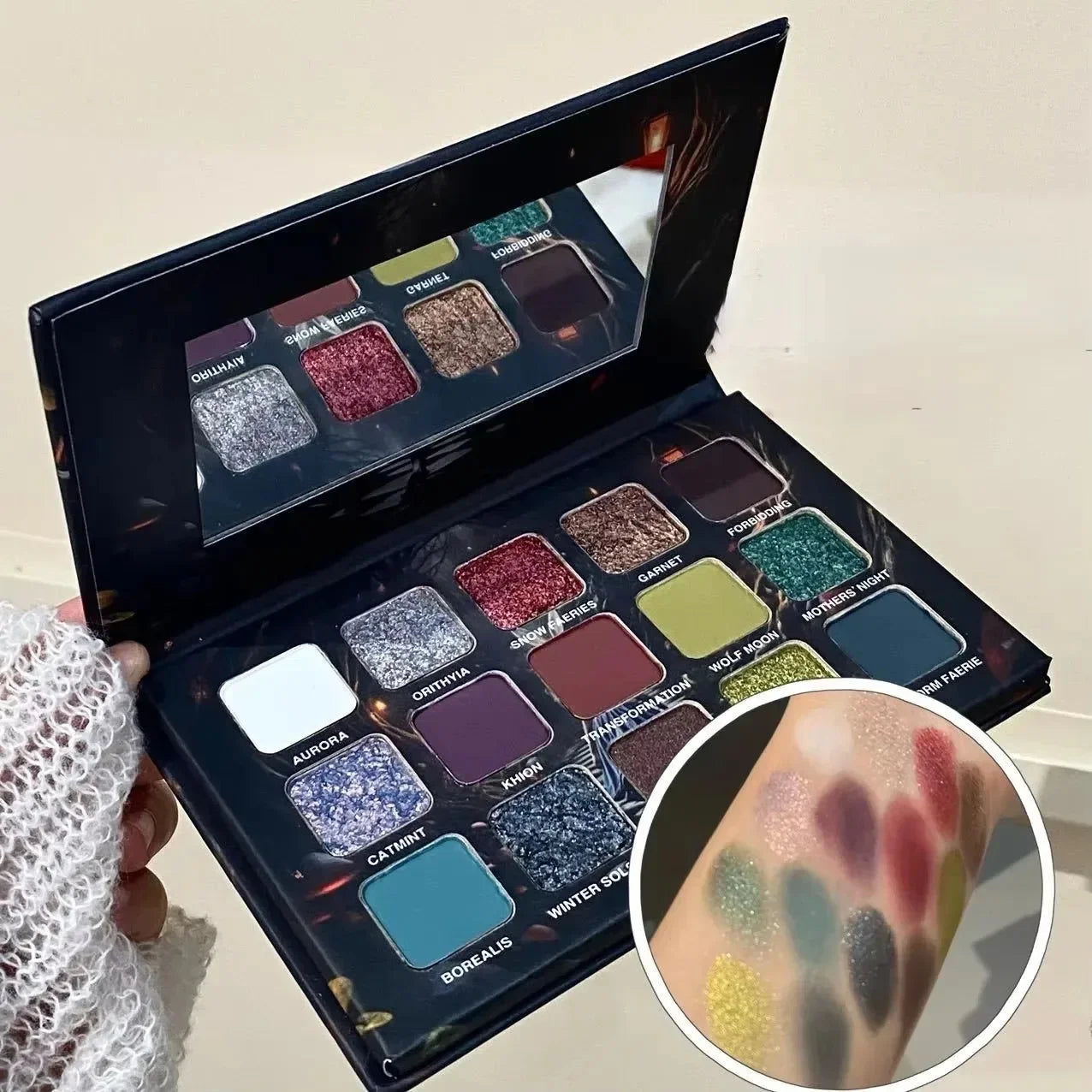 15-Color Underground Eyeshadow Palette Pearlescent Glitter Matte Metallic Halloween Makeup Look Suitable