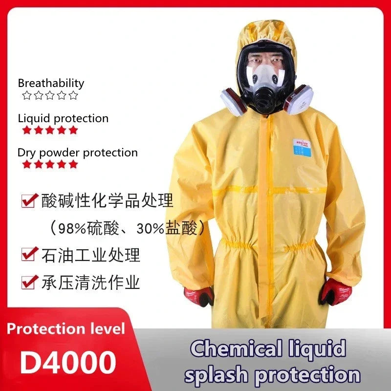 Protective Clothing Hazardous Chemical Liquid Sulfuric Acid And Alkali Resistant Protection One Piece Chemical Work Coverall