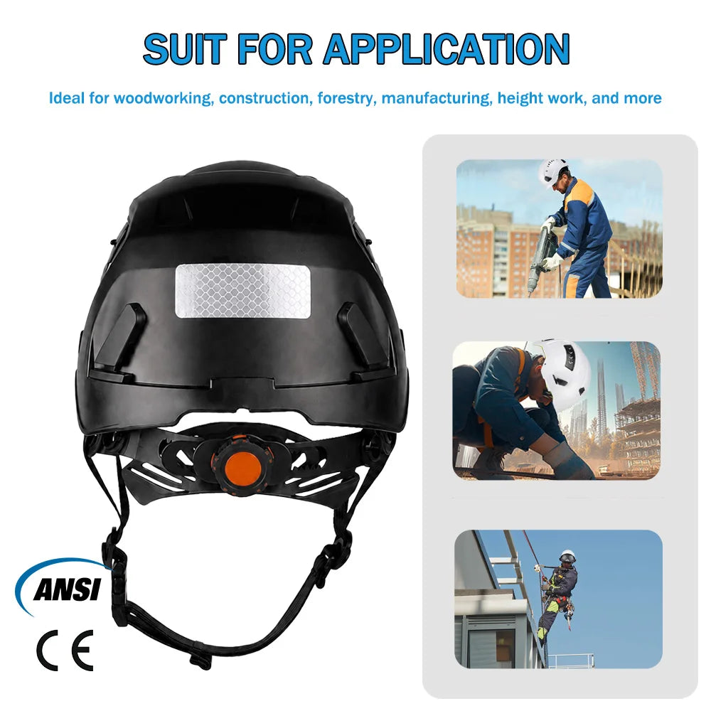 CE Construction Safety Helmet Reflective Stickers Breathable ABS Hard Hat for Engineer Industrial Work Cap Protective Guard ANSI
