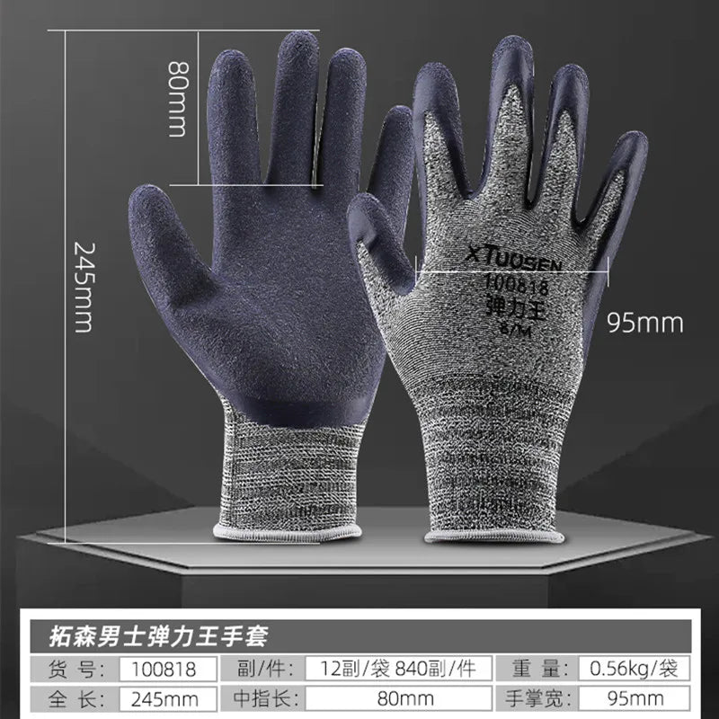 Heavy Duty Work Gloves, High Wear-Resistant Rubber Palm with Anti-Slip Grip, Thermal Fleece Lined for Cold Weather Jobs