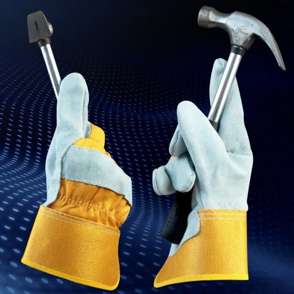 Cowhide Leather Gardening Gloves Heat Resistant Safety Durian Picking Gloves Thorn-proof Welding Flame Retardant