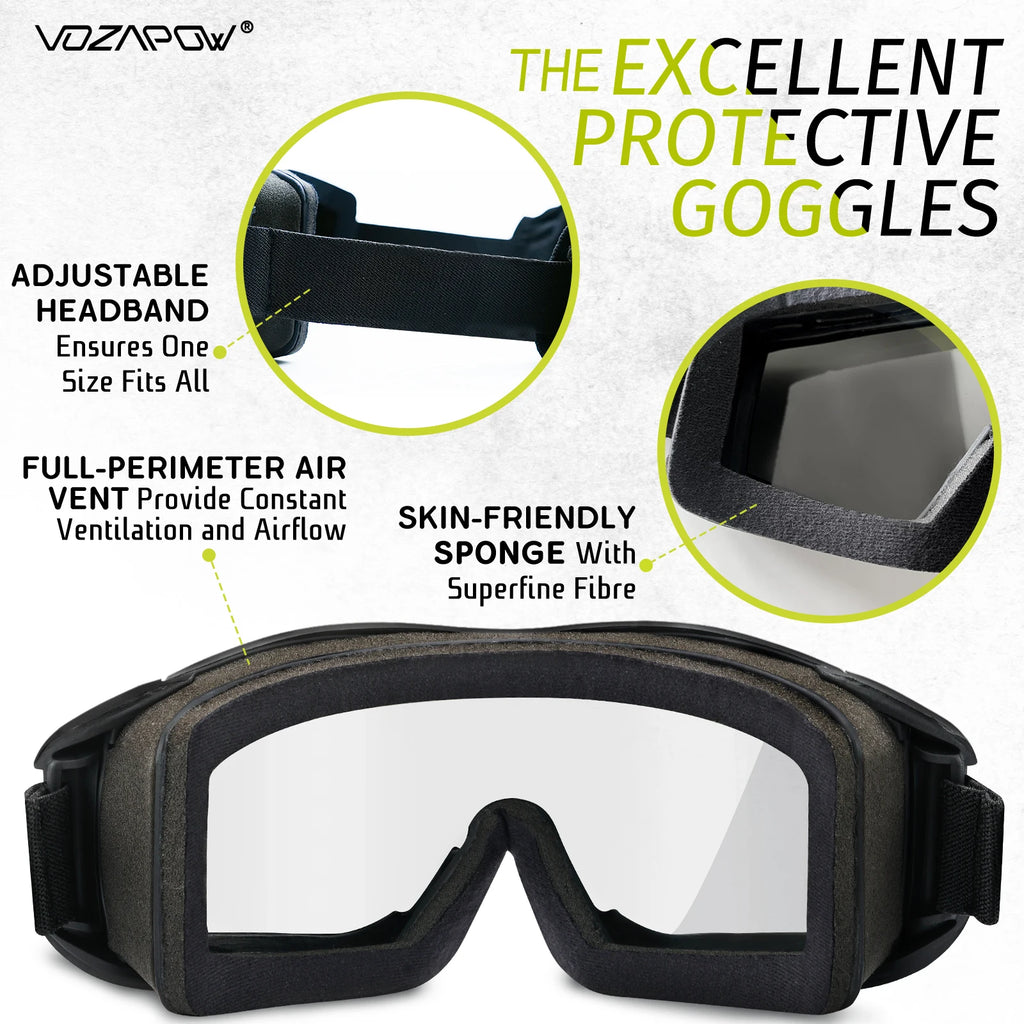 Vozapow Professional Shooting Glasses Anti Fog Impact Resistant Safety Sunglasses UV400 Mountaineering Airsoft Tactical Goggles