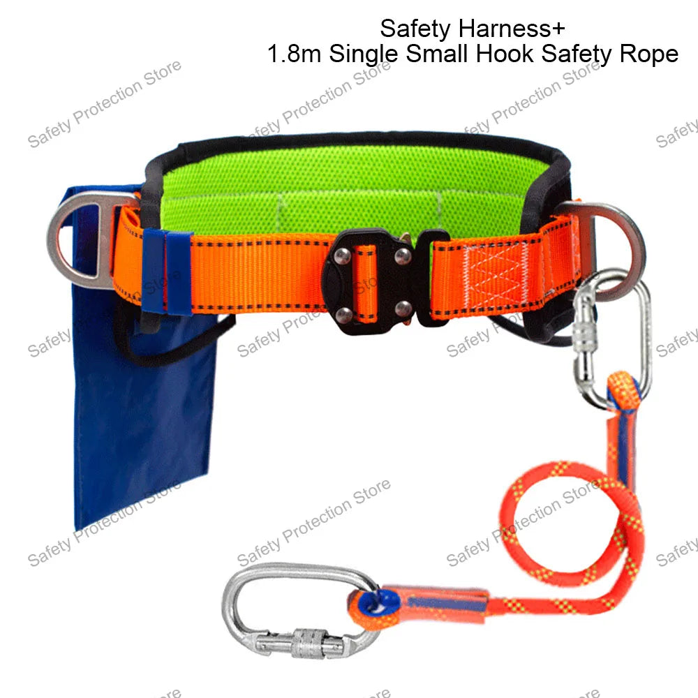 Single Waist Work Safety Belt High-altitude Work Harness Outdoor Rock Climbing Electrician Construction Protective Safety Rope