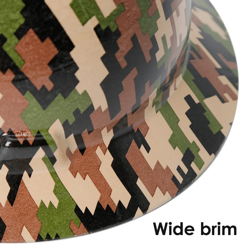 Camouflage Safety Helmet Full Brim Protective Hard Hat Outdoor Construction Sun Shade Hat High Strength Railway Metallurgy Mine
