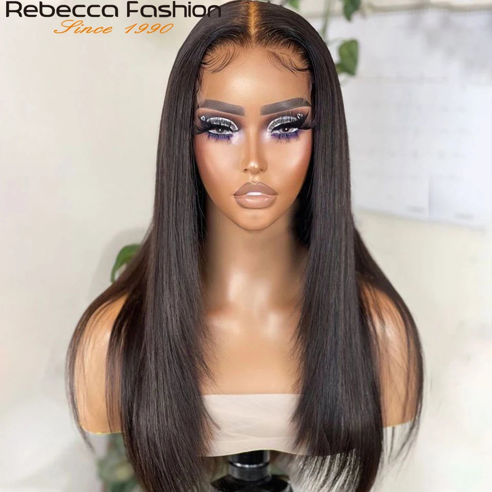 180D 16"-32" Short Straight Human Hair Wigs Transparent Lace Front Wigs Pre Plucked Brazilian Straight Lace Front Wigs For Women