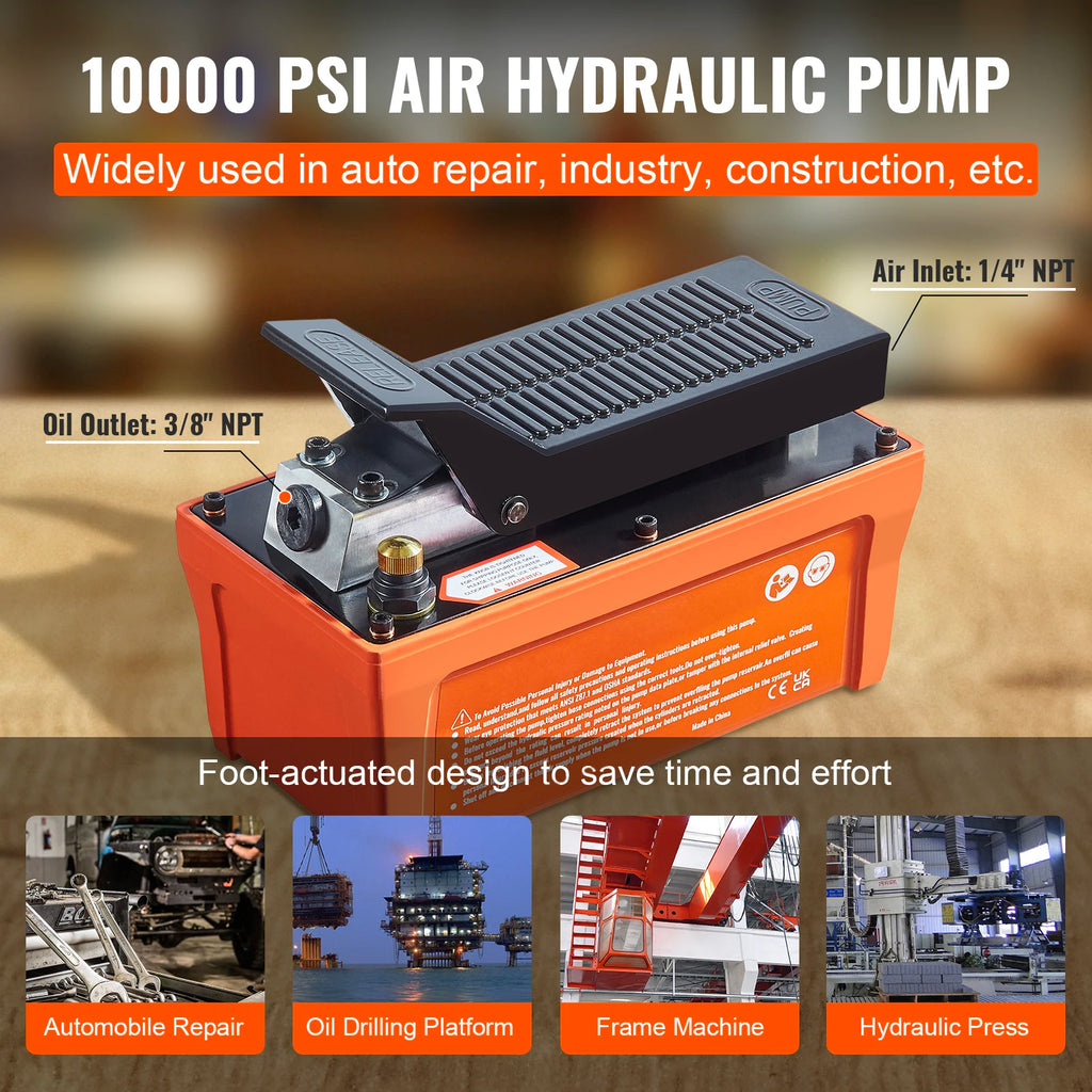 SucceBuy Air Hydraulic Pump 10,000 PSI 1/2 Gal Reservoir Foot Actuated Air Treadle for Auto Body Frame Machines and Pulling Post