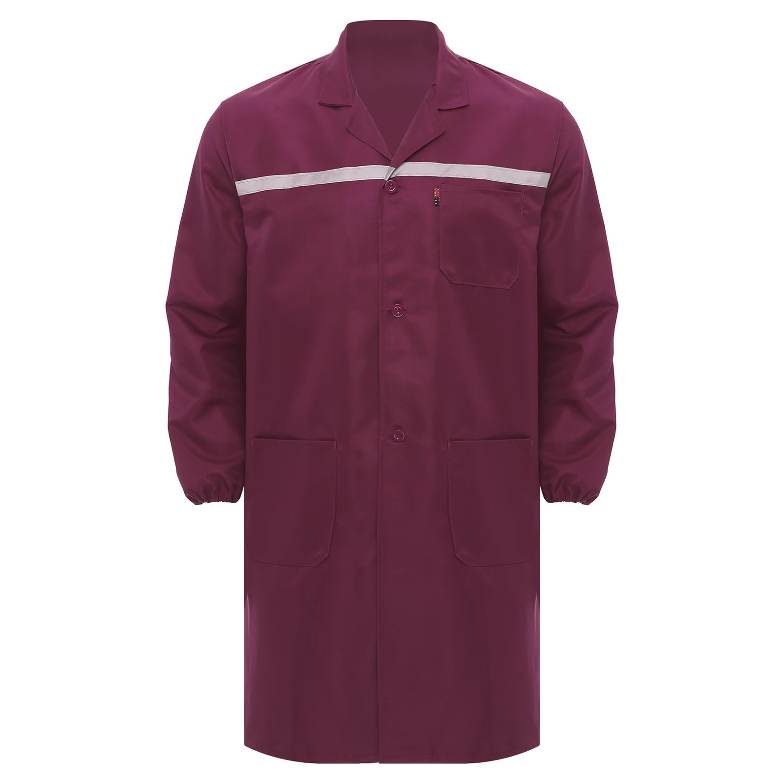 Mens Womens Factory Workshop Uniform Long Sleeve Pockets Button-up Coverall Reflective Strips Long Workwear Wear-resistant Coat