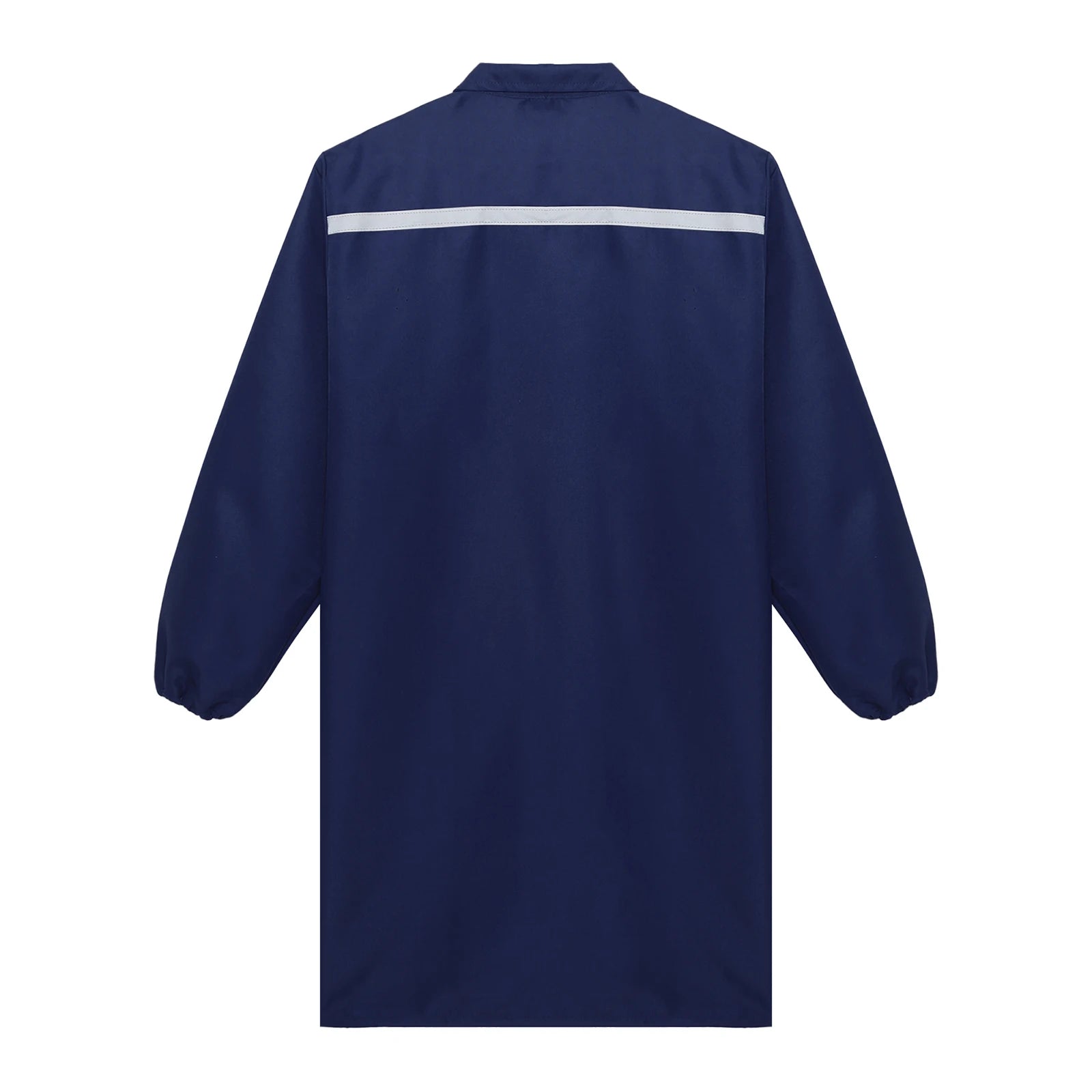 Mens Womens Factory Workshop Uniform Long Sleeve Pockets Button-up Coverall Reflective Strips Long Workwear Wear-resistant Coat