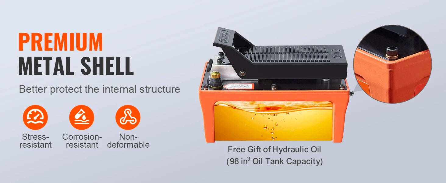 SucceBuy Air Hydraulic Pump 10,000 PSI 1/2 Gal Reservoir Foot Actuated Air Treadle for Auto Body Frame Machines and Pulling Post