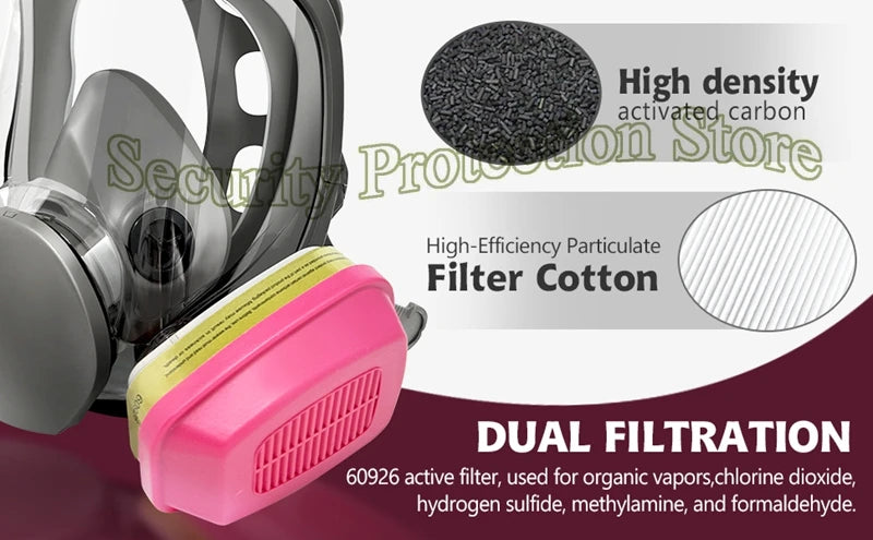 6800 Full Face Respirator Gas Paint Spray Mask with 60926 Cartridge for Painting Car Spray Epoxy Resin Dust Polishing Welding