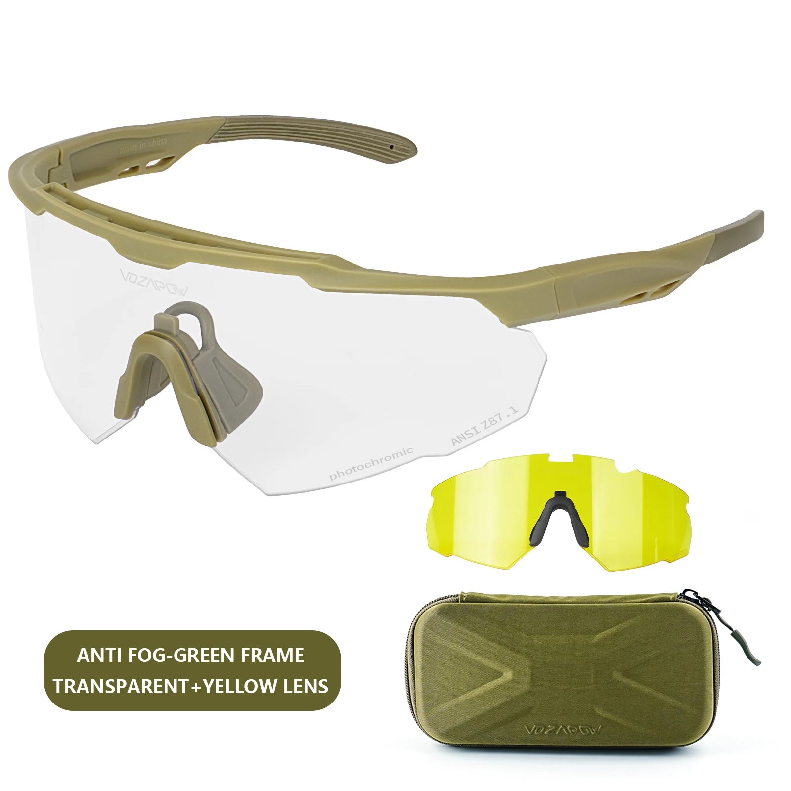 Vozapow Professional Shooting Glasses UV400 ANSI Z87.1 Safe Airsoft Tactical Goggles Anti Fog Mountaineering Fishing Sunglasses
