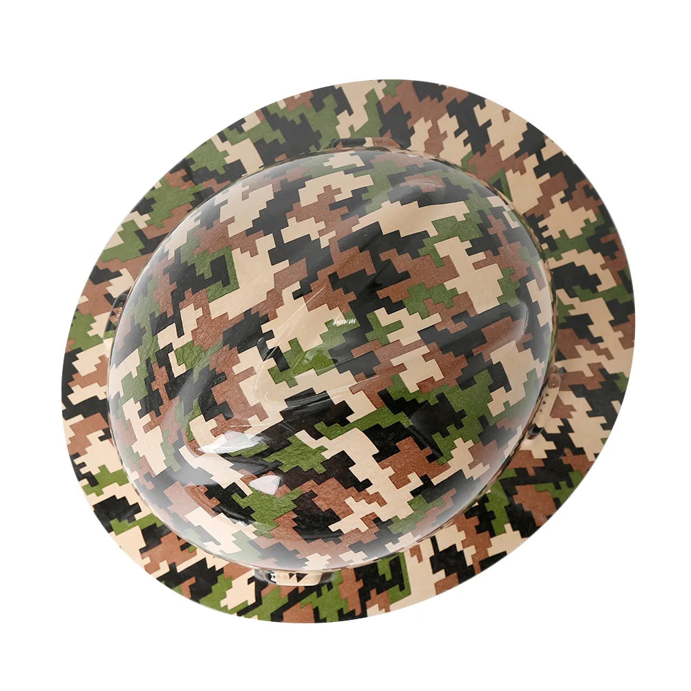 Camouflage Safety Helmet Full Brim Protective Hard Hat Outdoor Construction Sun Shade Hat High Strength Railway Metallurgy Mine