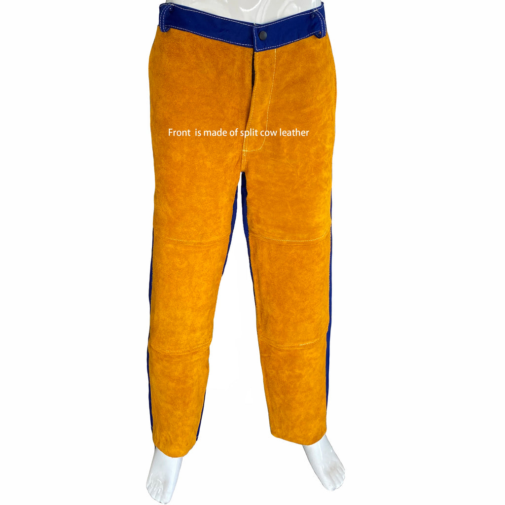 Fire Proof Welding Trousers Pants Split Cow Leather FR Cotton Welding Clothing Flame Retardant Welding Coverall
