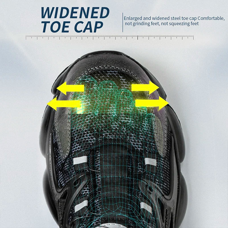 Rotating Button Safety Shoes Men Steel Toe Sneaker Air Cushion Work Shoes Man Puncture Proof Work Safety Boots Protective Shoes