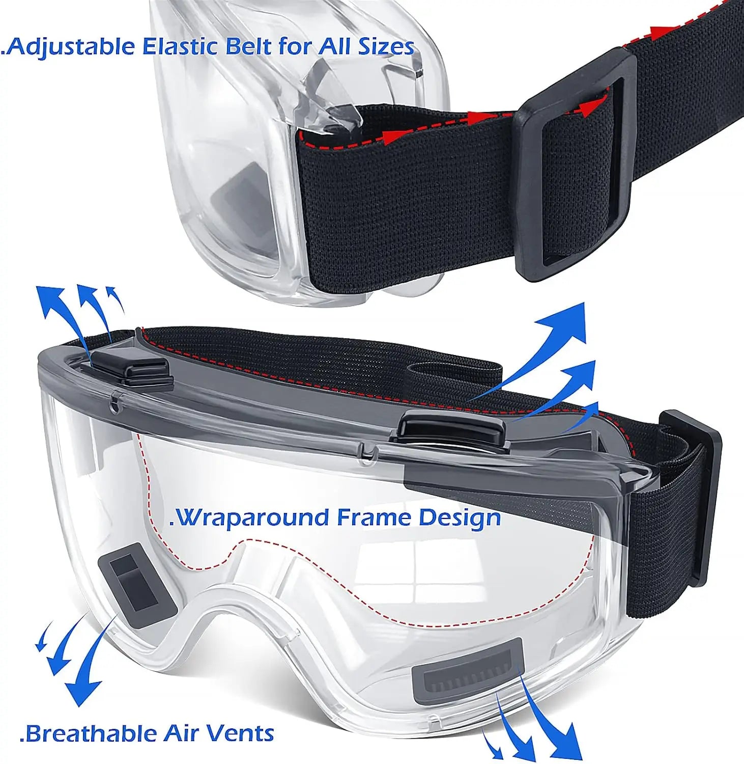 Safety Goggles ANSI Z87.1 Anti-Fog Protective Glasses for Men Women Lab Eye Protection